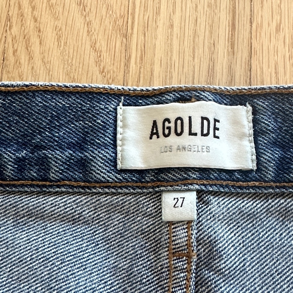 Agolde Blue High-Waist Denim Cutoff Shorts - Picture 4 of 5